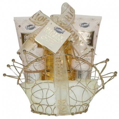 Corbeille de Bain Métallique BODY LUXURIOUS - 3 Pièces - Vanille et Tilleul