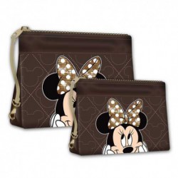 Minnie Mouse - Chocolat - 2 Trousses de Toilette