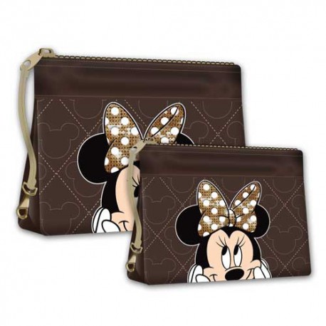 Minnie Mouse - Chocolat - 2 Trousses de Toilette