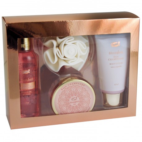 Coffret cadeau Bloomfield Rose Gold - série Rose Champagne pour femme - senteur rose - 4pcs