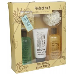 Coffret beauté de bain - Spécial Bain incluant une eponge EVA - Collection Belle & Whistle - Aloe Vera et Menthe Poivrée