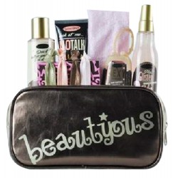 Gloss-Coffret beauté de bain incluant des accessoires de cheveux - Trousse marron dorée - Collection Beautyous - Rose