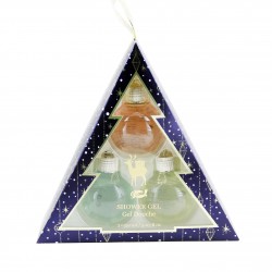 Coffret beauté de bain avec 3 Gel douche format boules de Noël - Spécial Noël- Rose