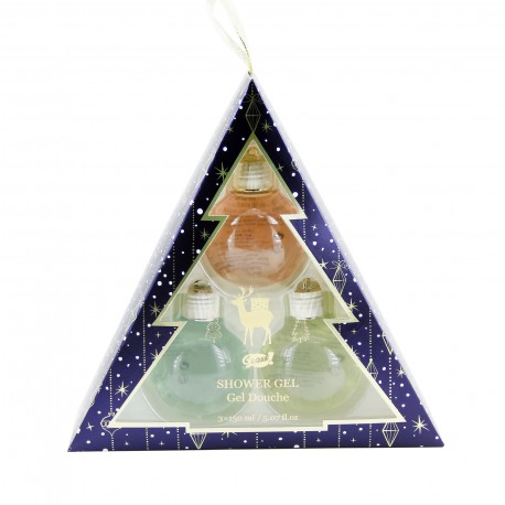 Coffret beauté de bain avec 3 Gel douche format boules de Noël - Spécial Noël- Rose