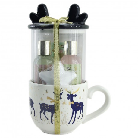 Coffret cadeau de bain - mug de Noël avec couvercle - Verveine