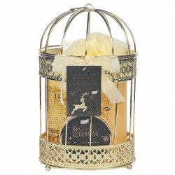 Coffret soin de corps & bain Cage en métal doré -  Vanille et tilleul