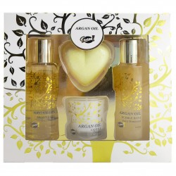 Coffret de bain à l'argan avec une bougie parfumé - Idée cadeau