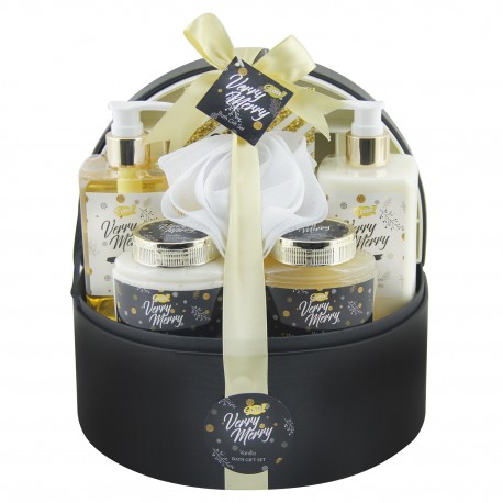 Coffret de bain avec sa boîte à bijoux et fleur de massage - Vanille
