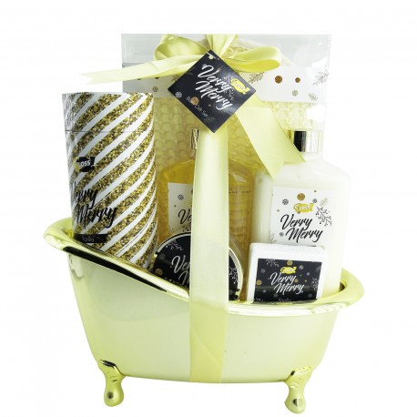 Coffret beauté - Baignoire de bain dorée à la Vanille