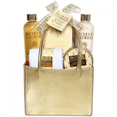 Sac de Bain Gold - Body Luxurious Gold - Vanille & Tilleul - 5 Pcs