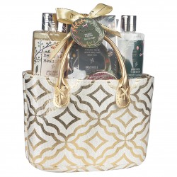 Coffret soins corps & bain - Sac doré - Vanille et tilleul