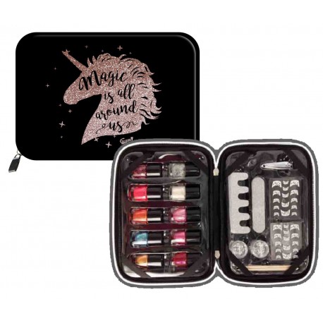 Coffret cadeau - Kit de manucure avec 10 vernis - Design Licorne