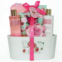 Corbeille de Bain - Les Belles Fleurs - Rose - 7 Pcs