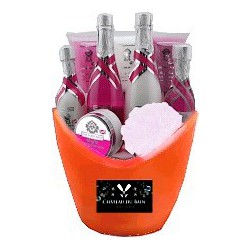 Corbeille de bain premium - château du bain orange - lys & freesia - 9 pcs