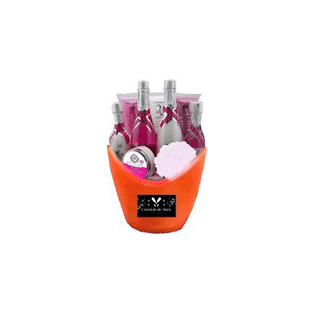 Corbeille de bain premium - château du bain orange - lys & freesia - 9 pcs